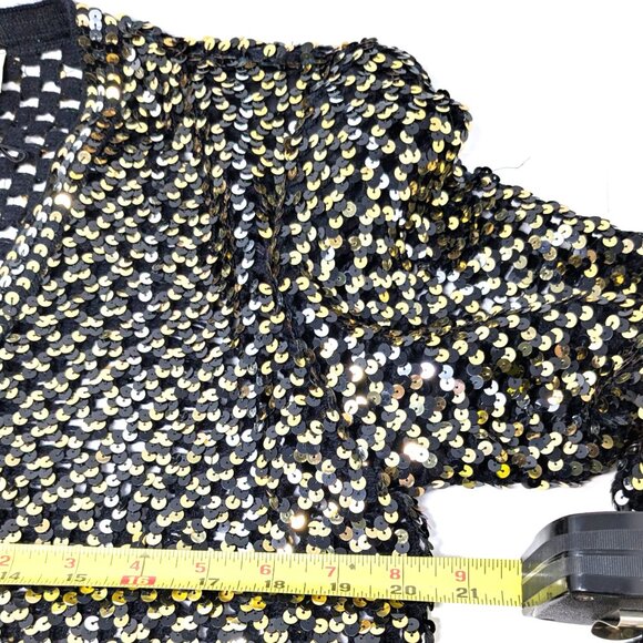 70s Sequin Crochet Cardigan Party Collectibles Size 10 Gold Silver Disco - Picture 12 of 16